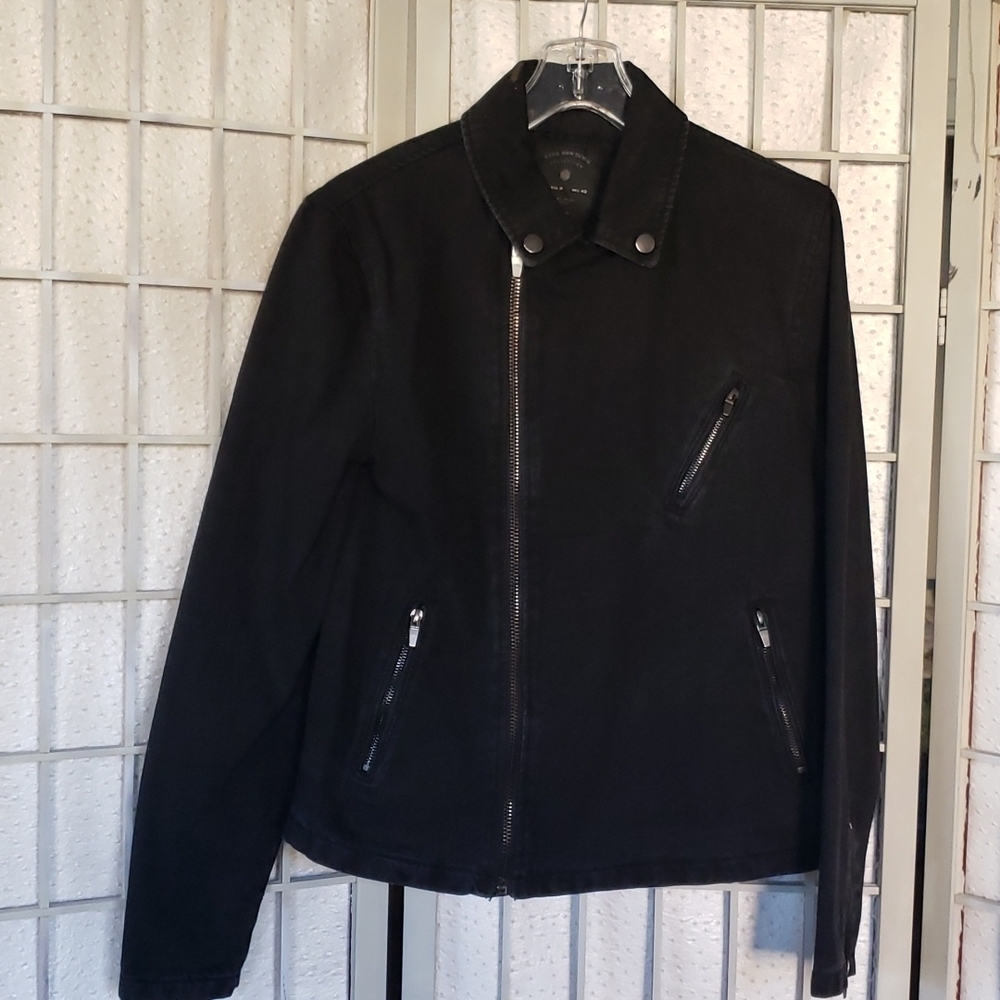 Zara black denim full zip lined mens jacket size  M